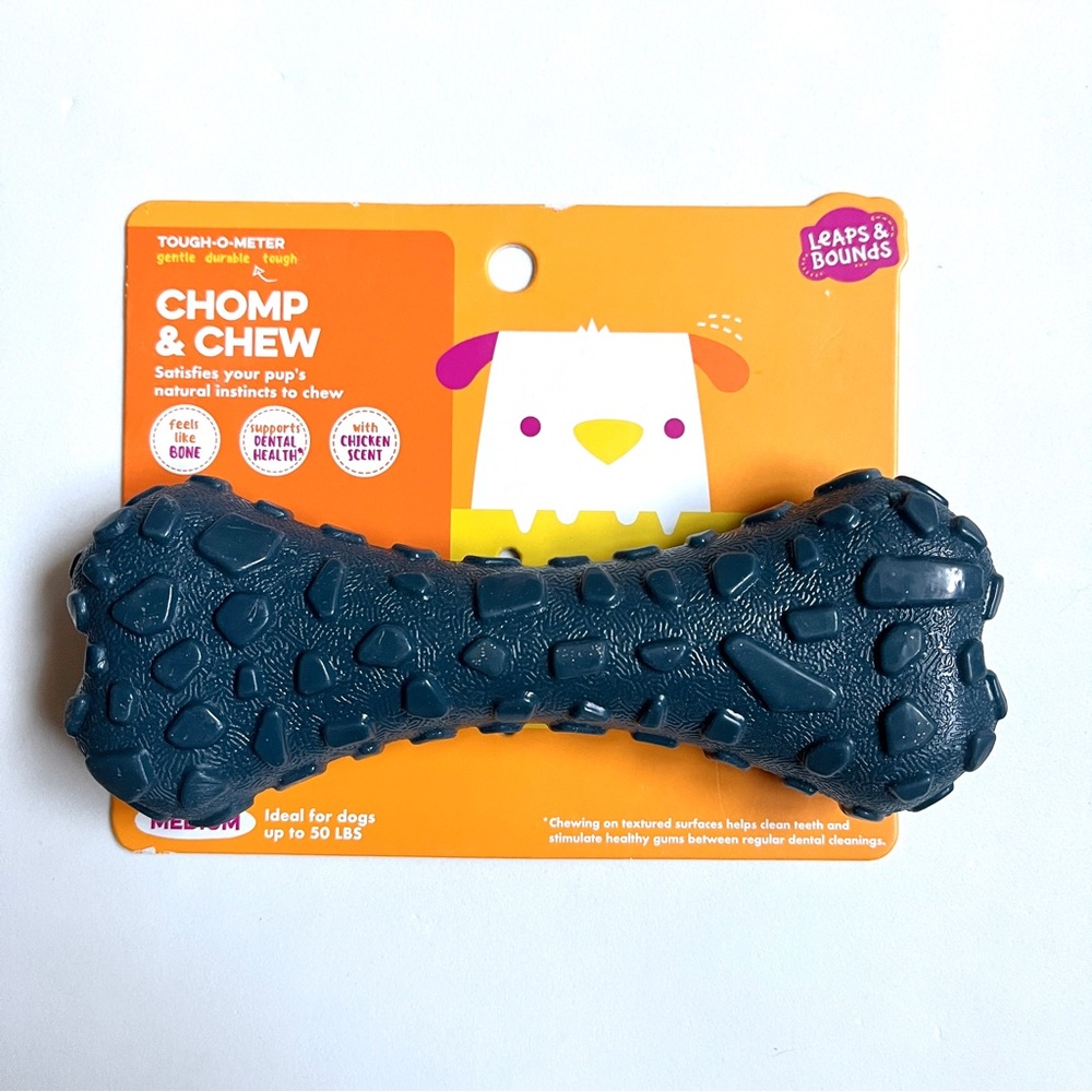 Chomp & Chew Dog Toy - Blue- chicken scent- fun texture. Nwt